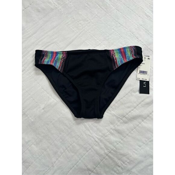La Blanca NWT bikini bottom size 4 Aztec print side band black Msrp $55 - Picture 1 of 8